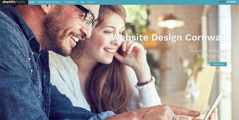 Sharkfin Media Home Page - Web Design Cornwall